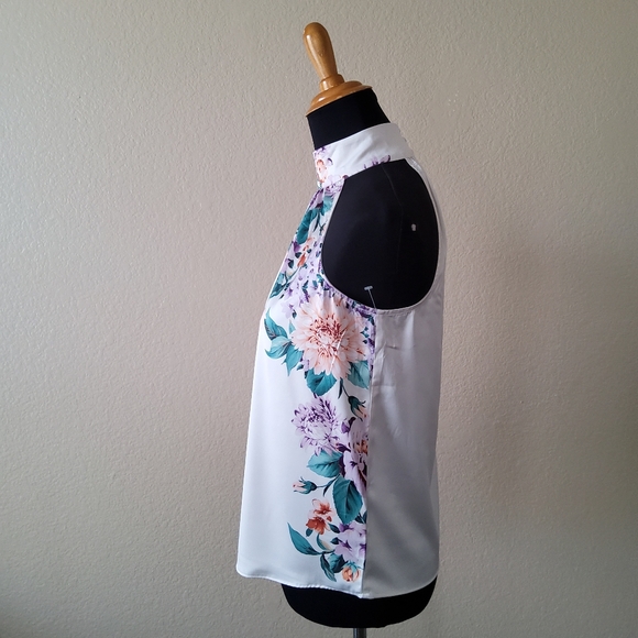 EXPRESS Halter Silky Satin Floral Top Size XS New - Picture 4 of 7